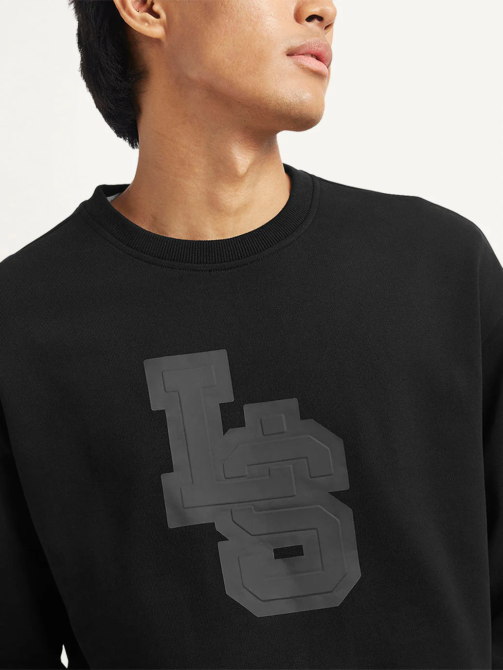 Men's Brand Logo Black Crew Neck Sweatshirt - Image 5