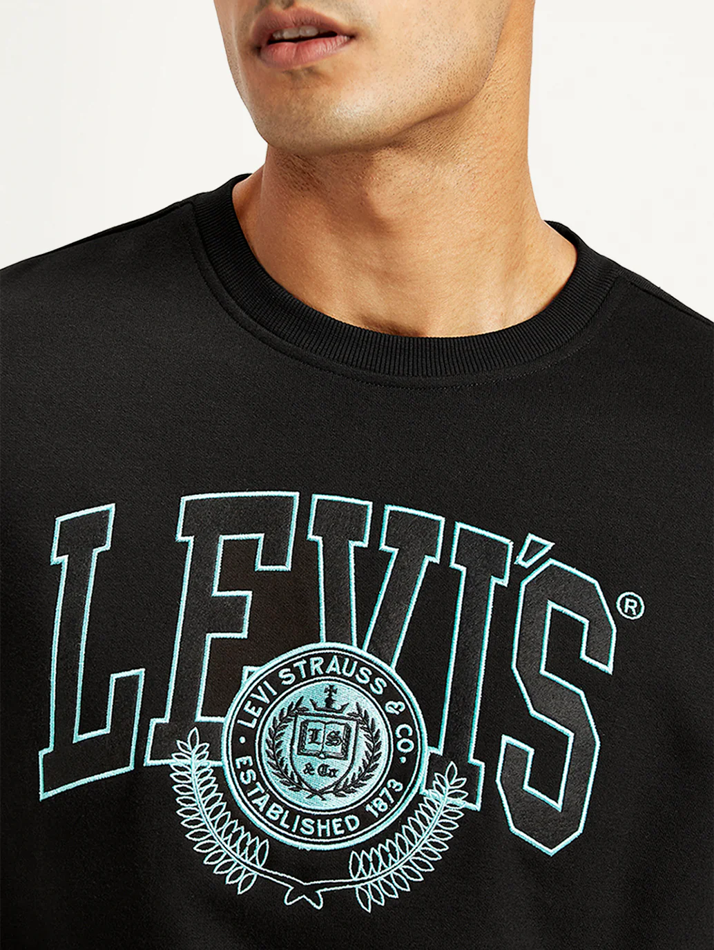 Men's Brand Logo Black Crew Neck Sweatshirt - Image 4