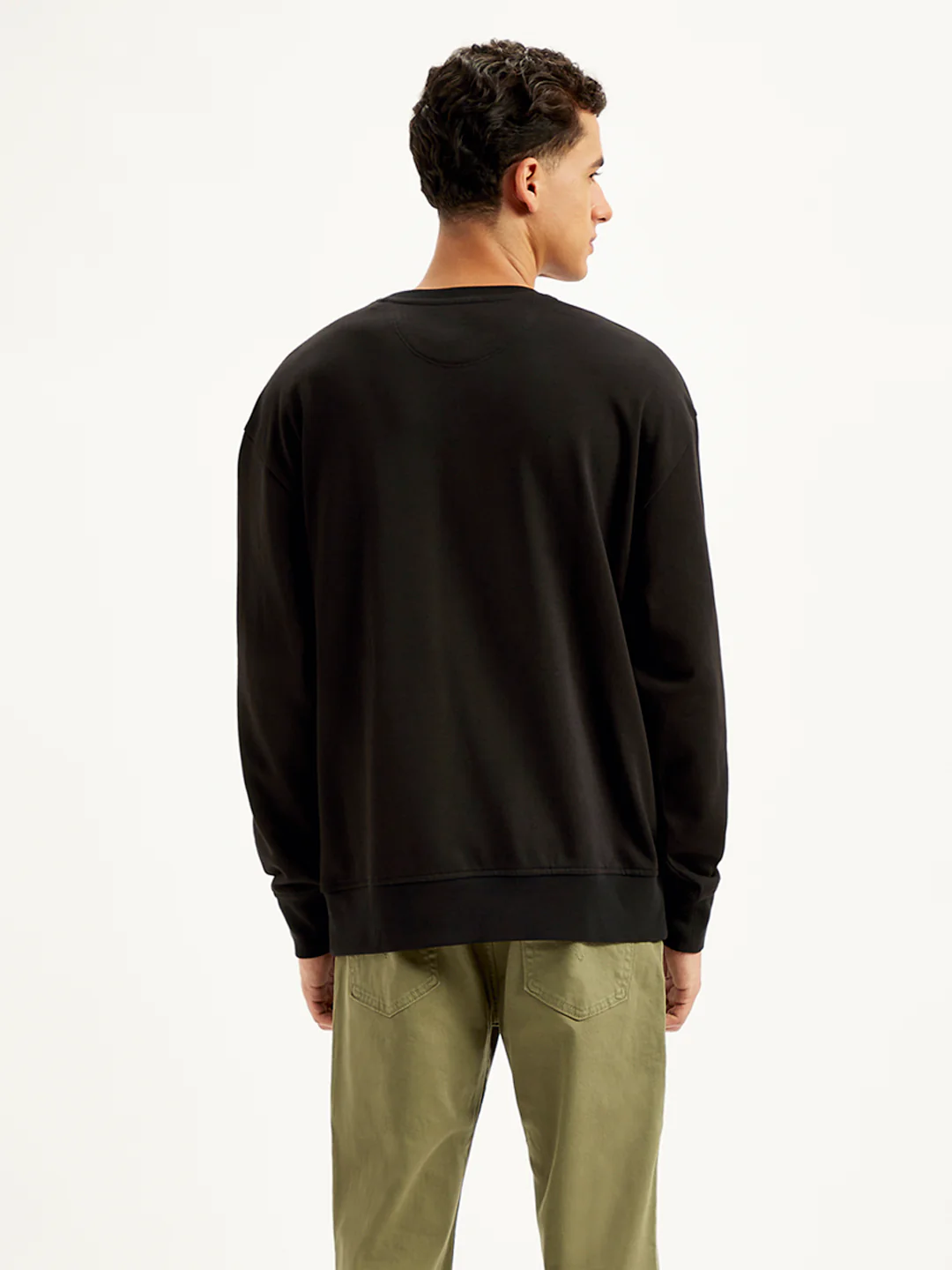 Men's Brand Logo Black Crew Neck Sweatshirt - Image 2