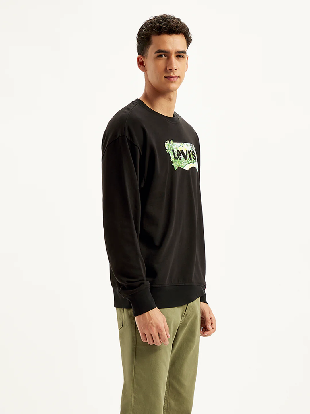 Men's Brand Logo Black Crew Neck Sweatshirt - Image 3