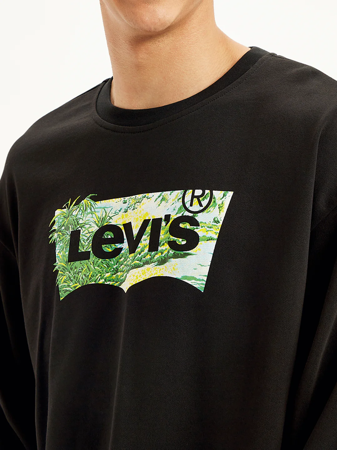 Men's Brand Logo Black Crew Neck Sweatshirt - Image 4