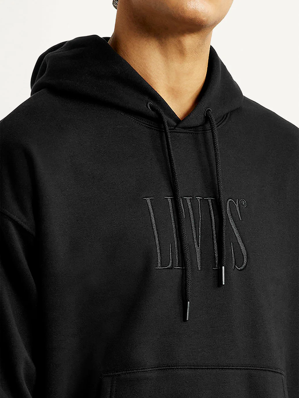 Men's Brand Logo Black Hooded Sweatshirt - Image 3