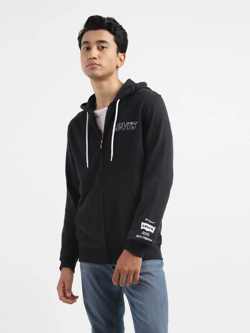 Men's Brand Logo Black Hooded Sweatshirt - Image 6