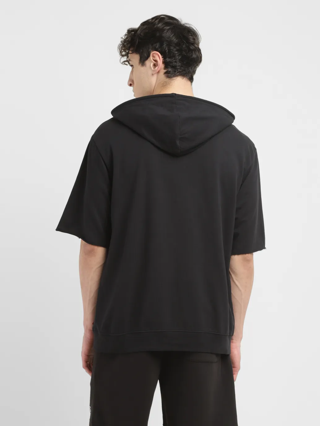 Men's Brand Logo Black Hooded Sweatshirt - Image 3