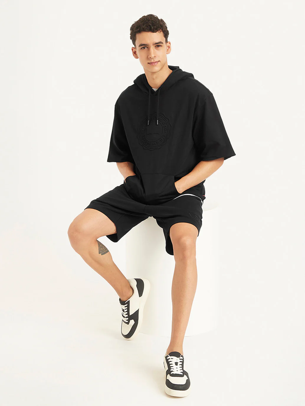 Men's Brand Logo Black Hooded Sweatshirt - Image 6