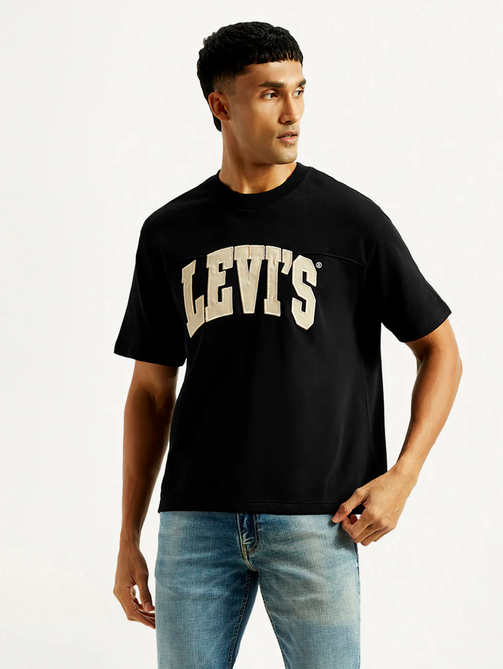 Men's Brand Logo Black Loose Fit T-Shirt - Image 2
