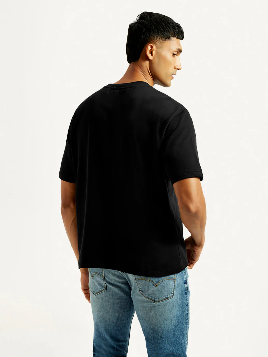 Men's Brand Logo Black Loose Fit T-Shirt - Image 4