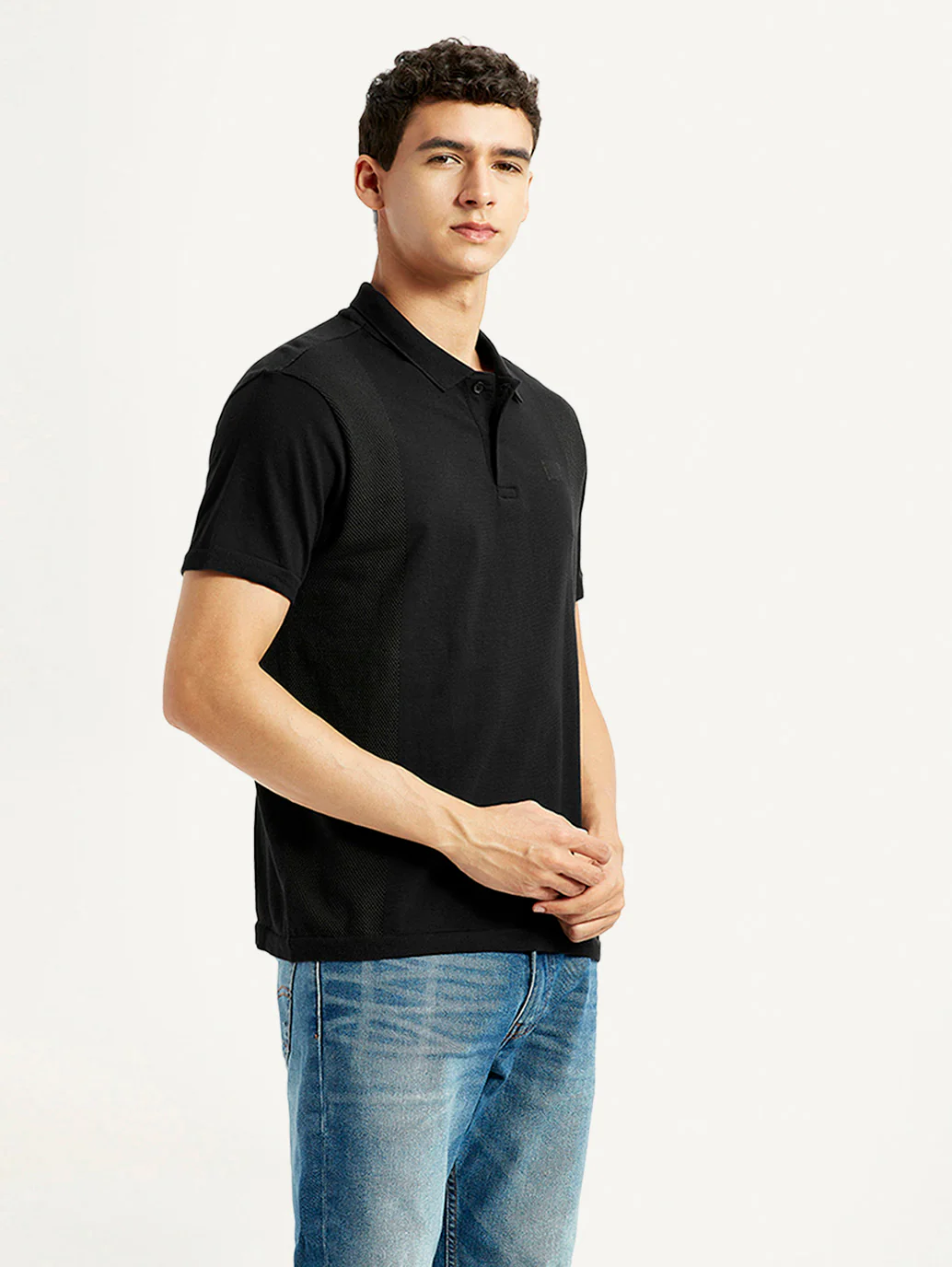 Men's Brand Logo Black Slim Fit Polo T-shirt - Image 3