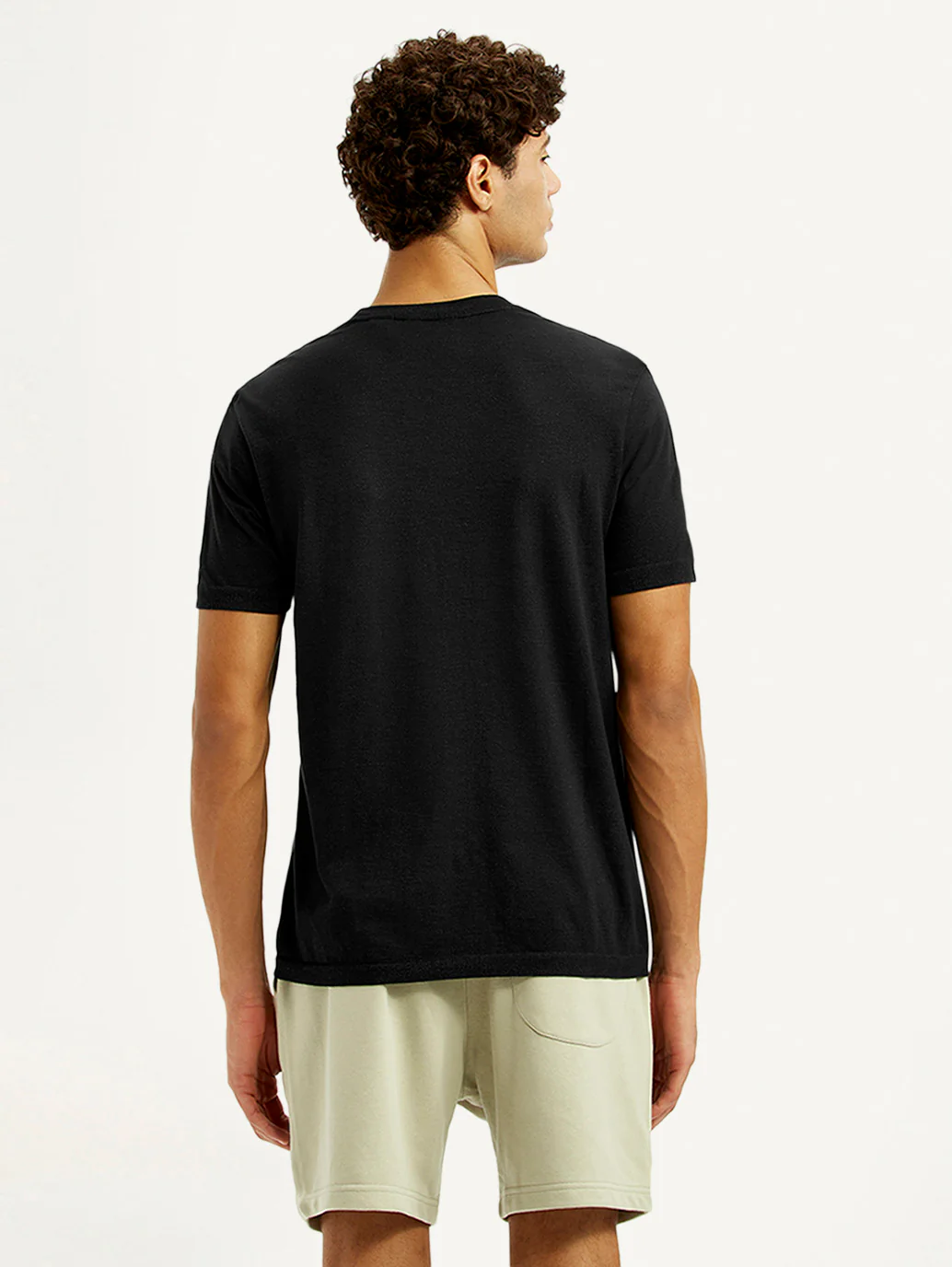 Men's Brand Logo Black Slim Fit Seamless T-shirt - Image 2