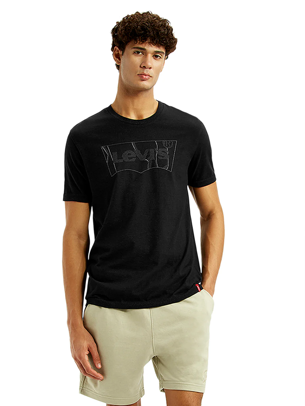 Men's Brand Logo Black Slim Fit Seamless T-shirt - Image 5