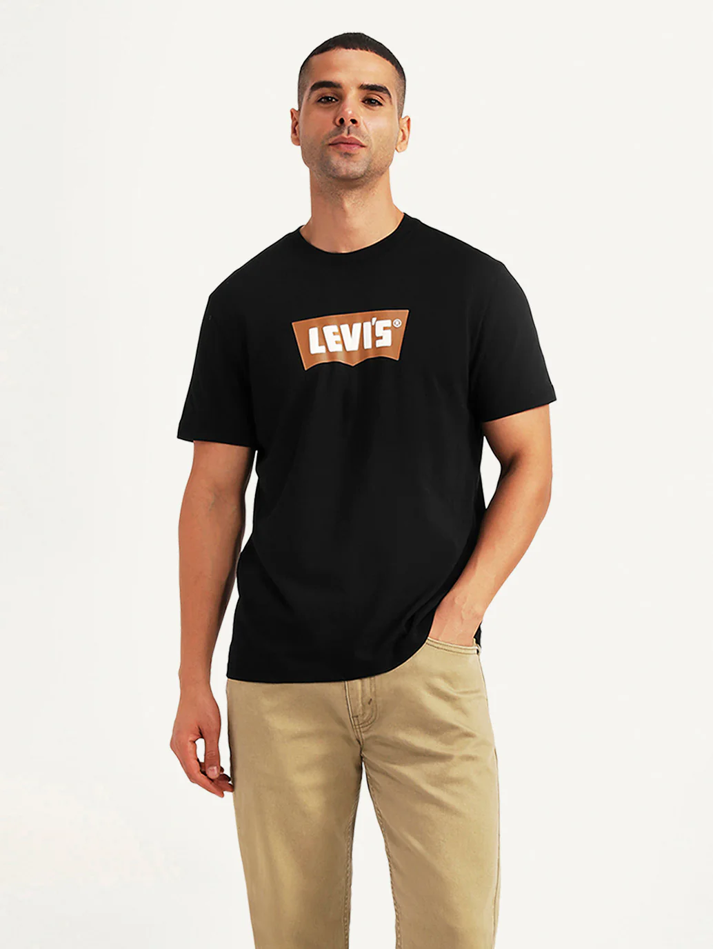 Men's Brand Logo Black Slim Fit T-shirt