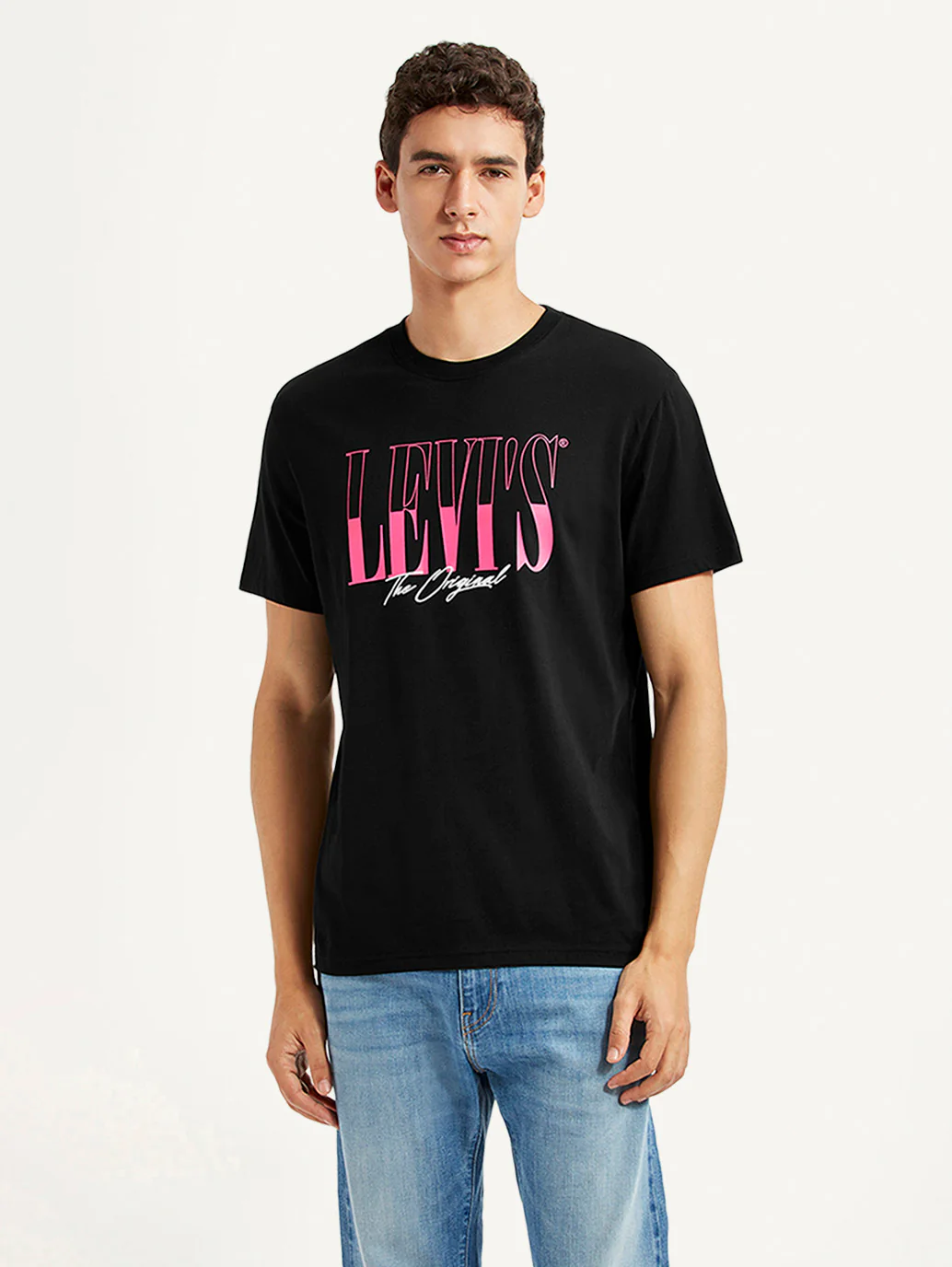 Men's Brand Logo Black Slim Fit T-shirt