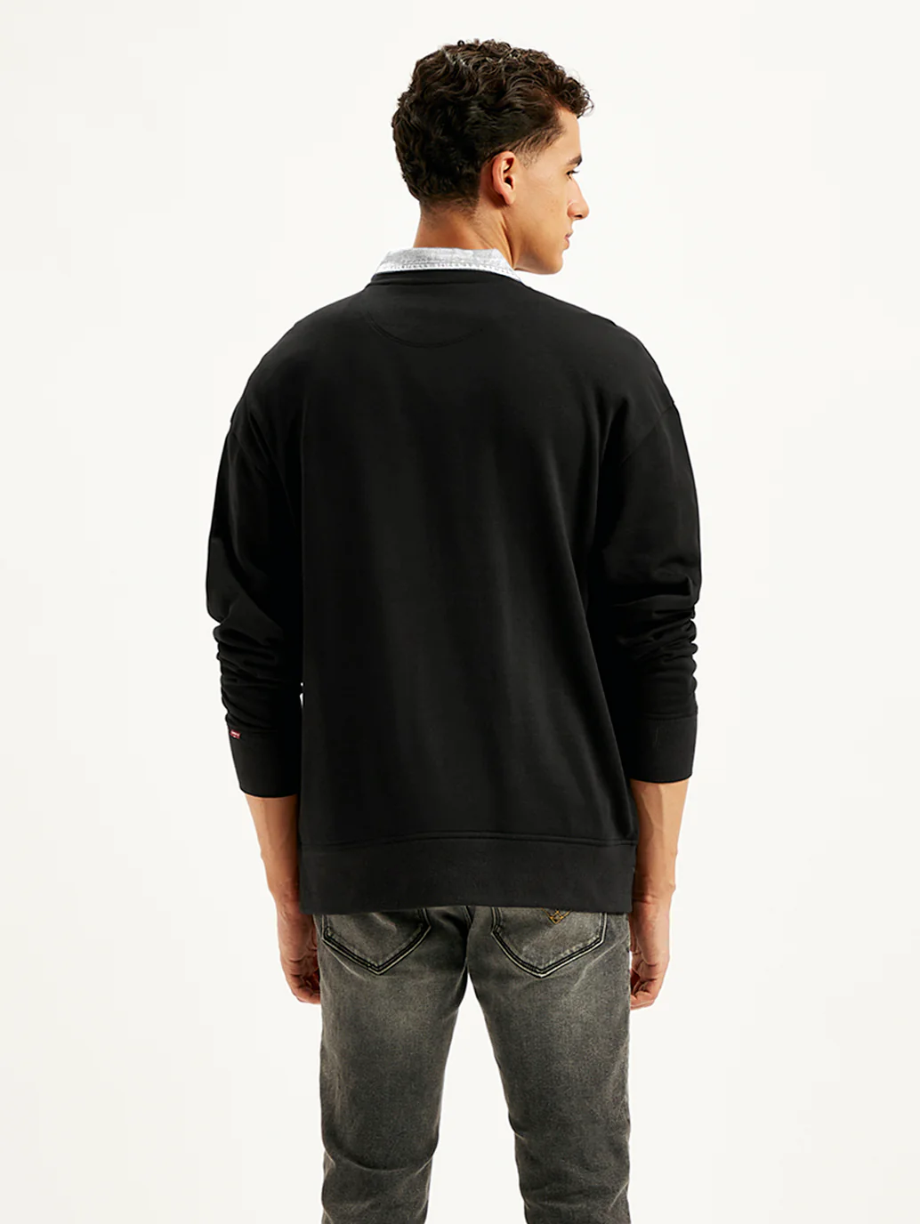 Men's Brand Logo Black Turtle Neck Sweatshirt - Image 3