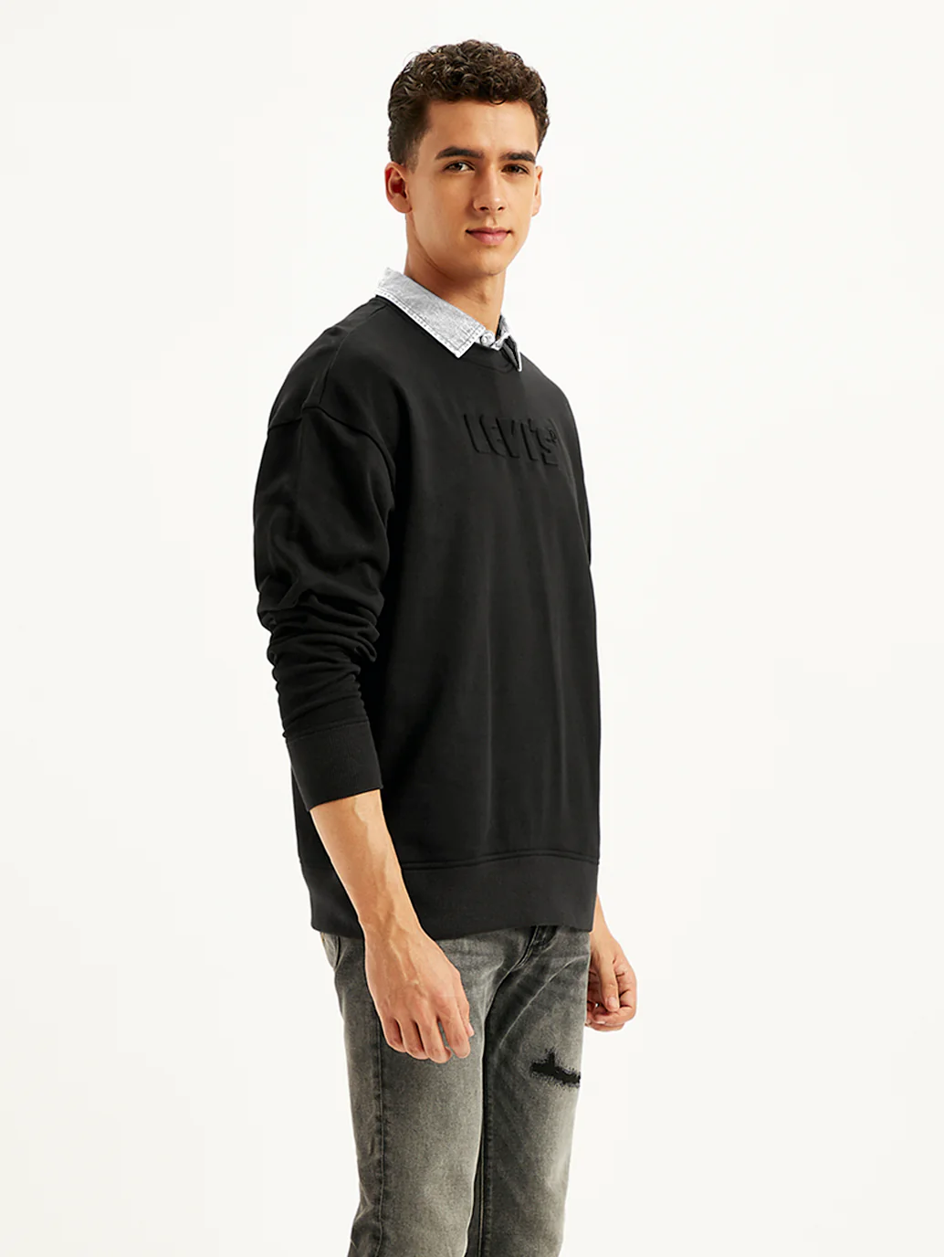 Men's Brand Logo Black Turtle Neck Sweatshirt - Image 5