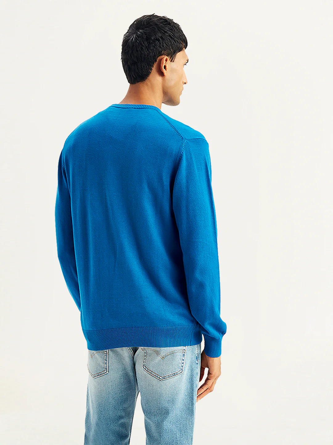 Men's Brand Logo Blue Crew Neck Sweater - Image 3