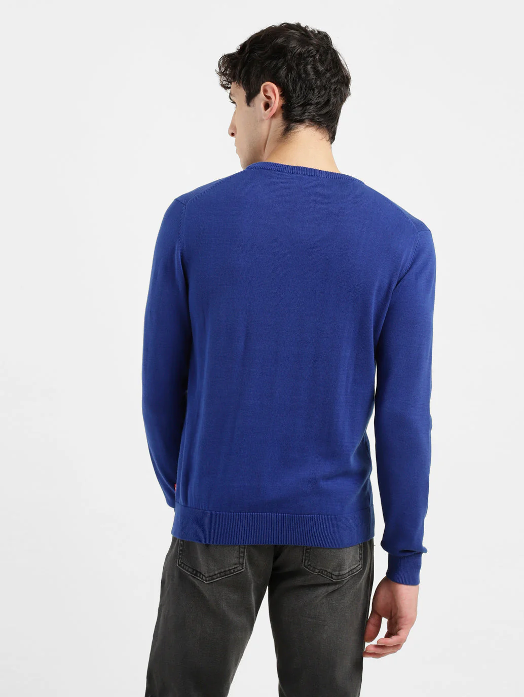 Men's Brand Logo Blue Crew Neck Sweater - Image 3