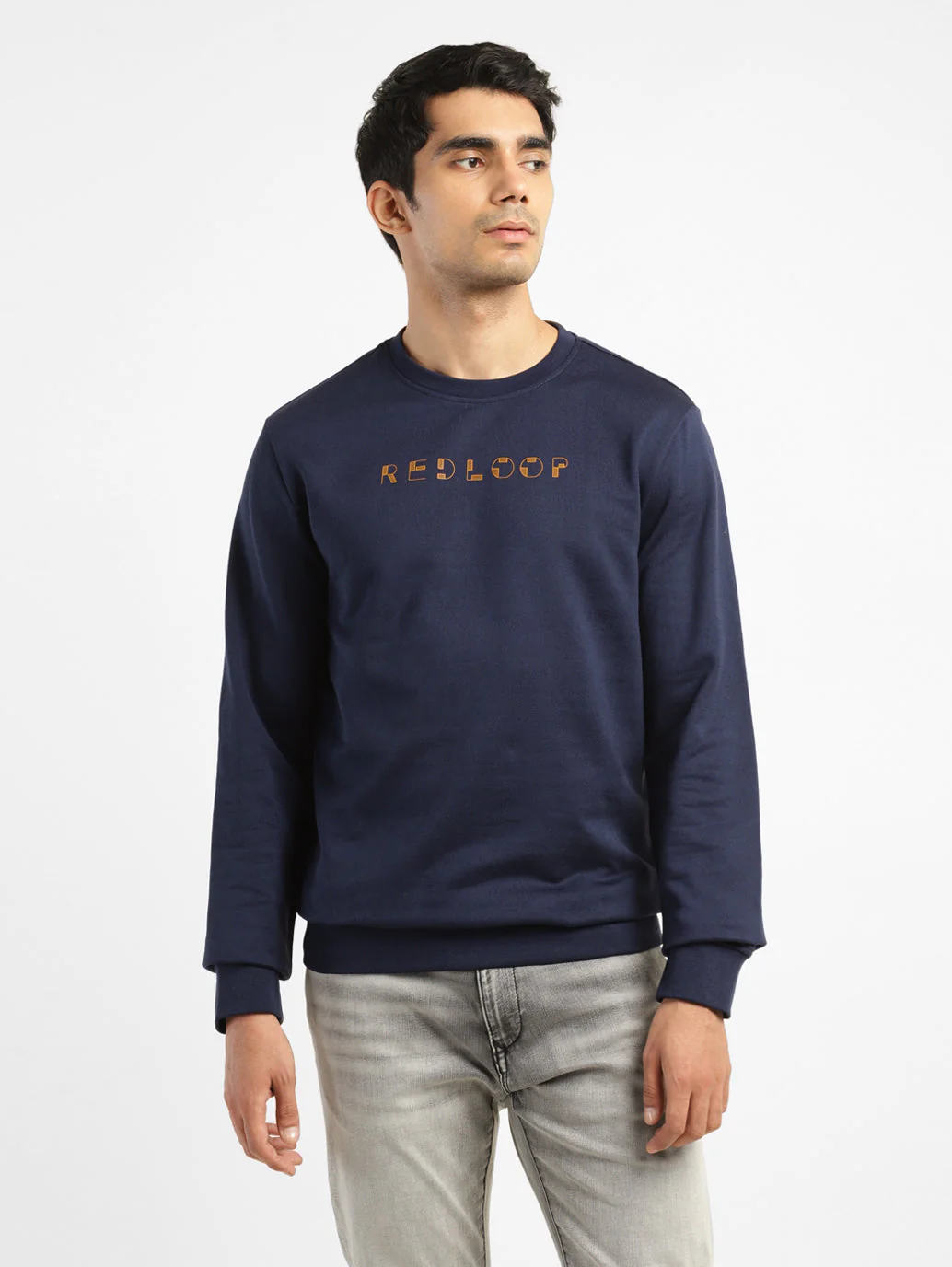 Men's Brand Logo Blue Crew Neck Sweatshirt - Image 2