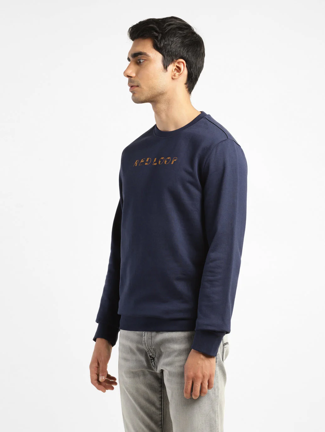 Men's Brand Logo Blue Crew Neck Sweatshirt - Image 4