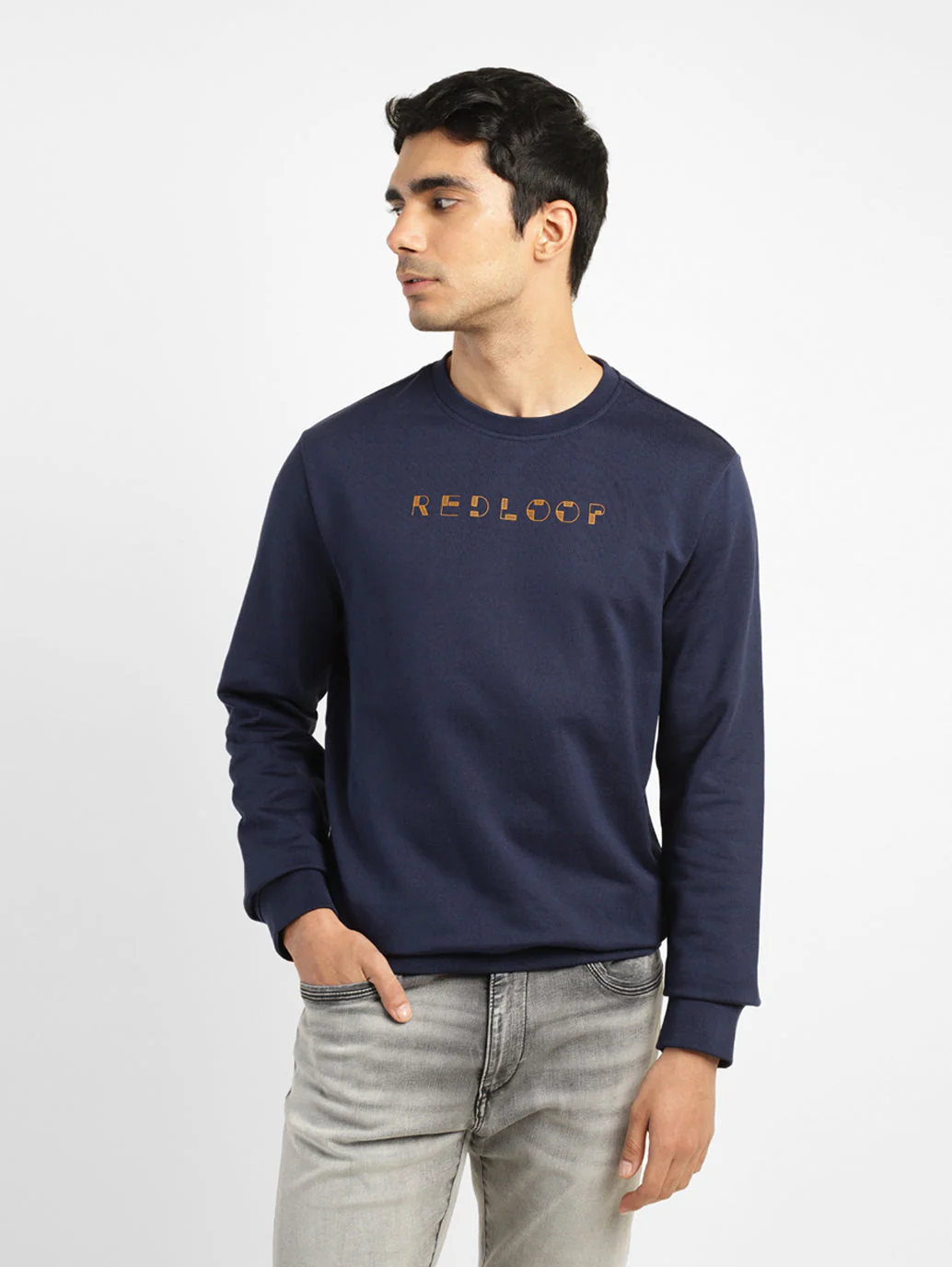 Men's Brand Logo Blue Crew Neck Sweatshirt - Image 6