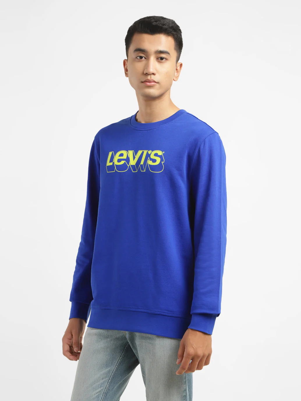 Men's Brand Logo Blue Crew Neck Sweatshirt - Image 4