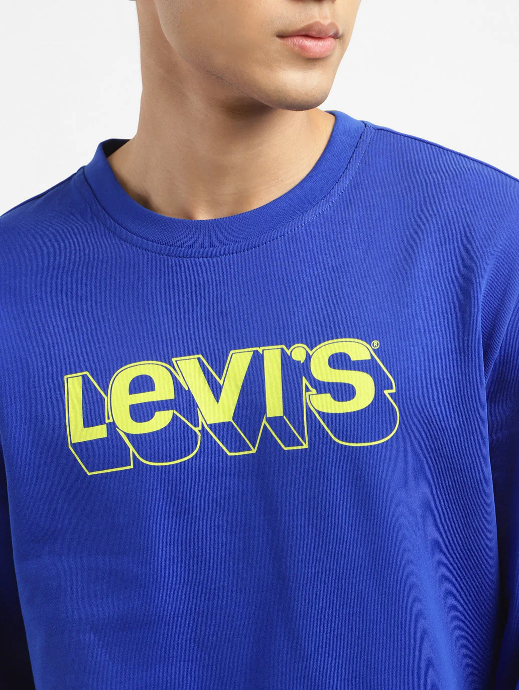 Men's Brand Logo Blue Crew Neck Sweatshirt - Image 5