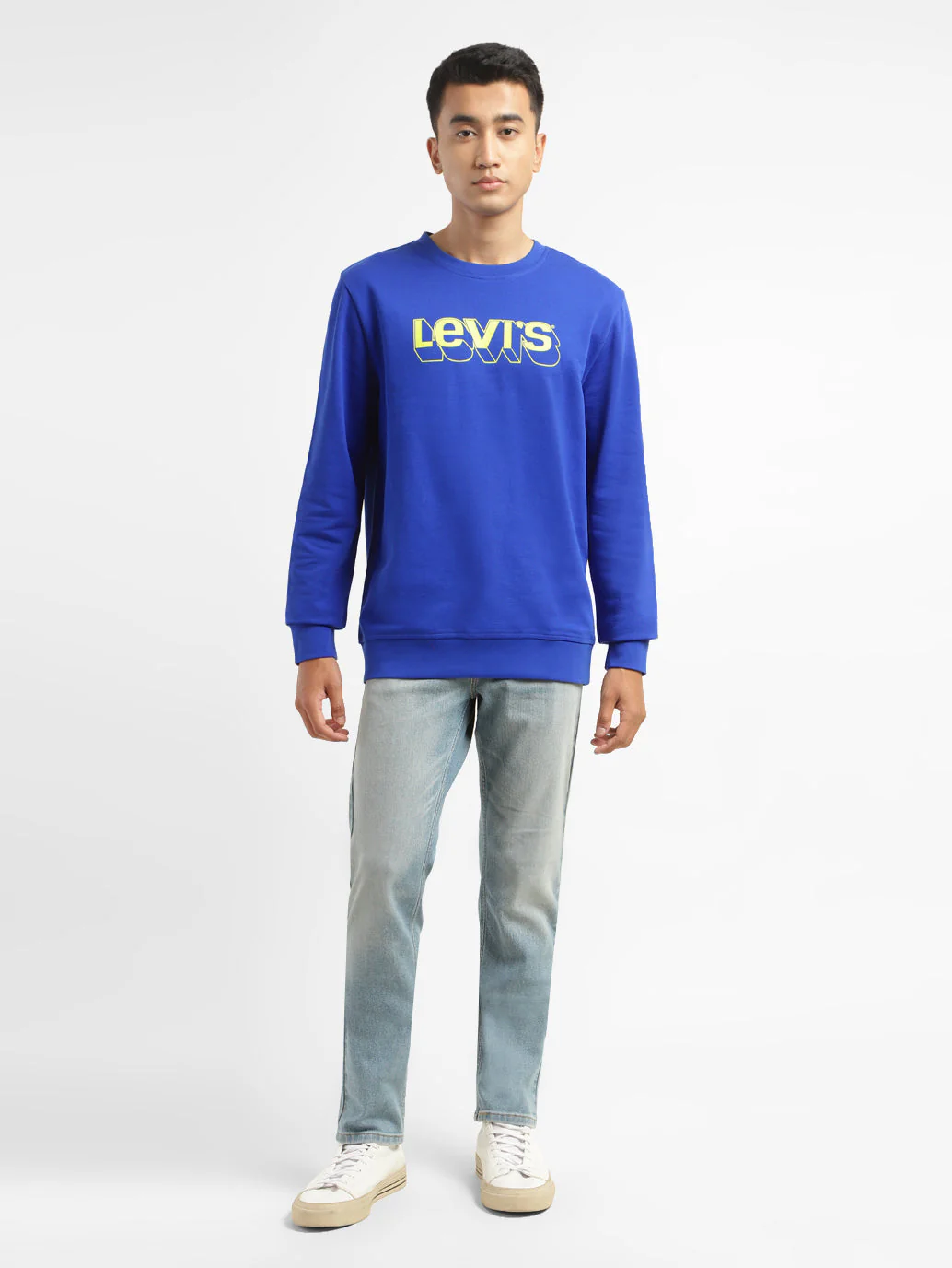 Men's Brand Logo Blue Crew Neck Sweatshirt - Image 6