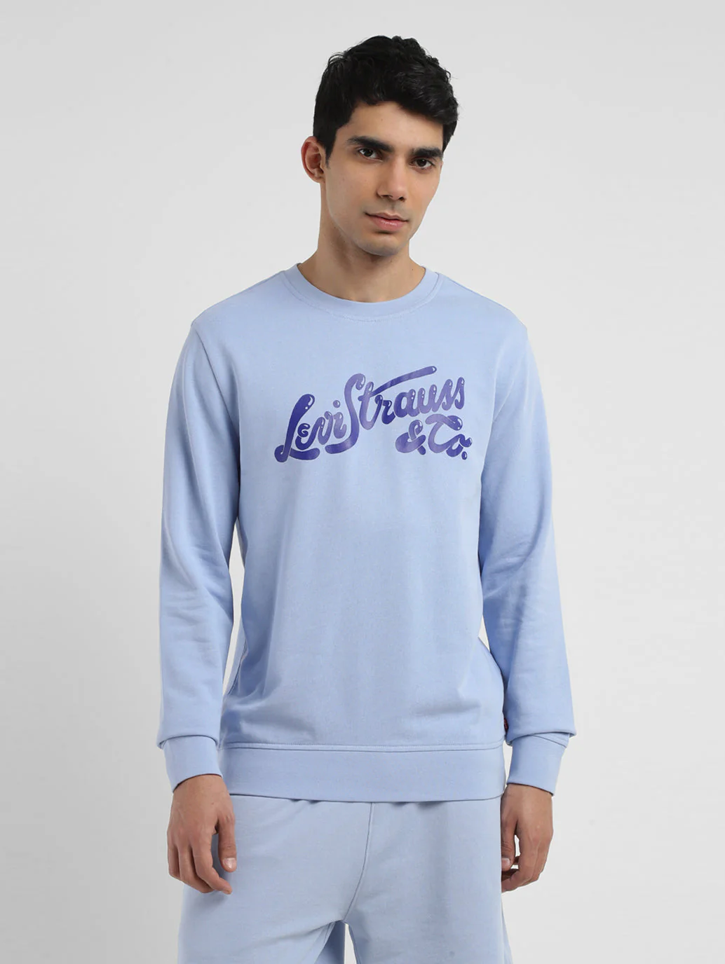 Men's Brand Logo Blue Crew Neck Sweatshirt - Image 2