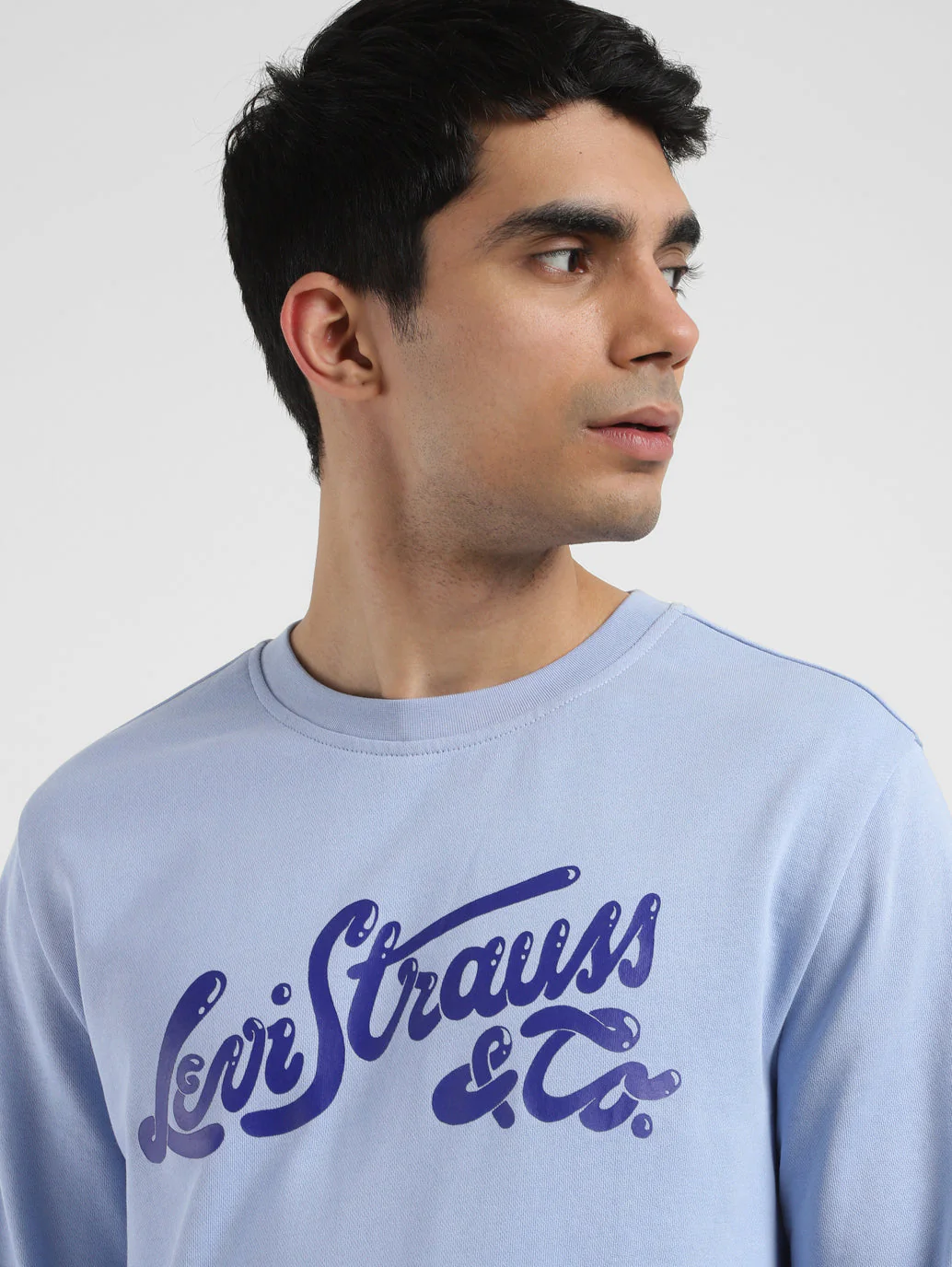 Men's Brand Logo Blue Crew Neck Sweatshirt - Image 5