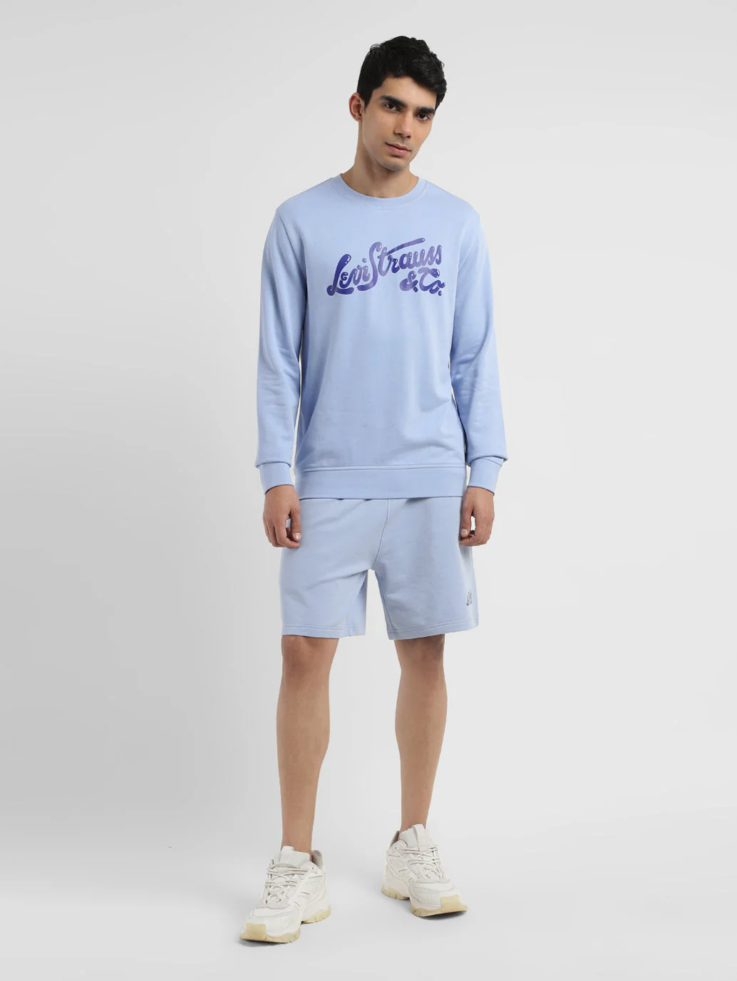 Men's Brand Logo Blue Crew Neck Sweatshirt - Image 6