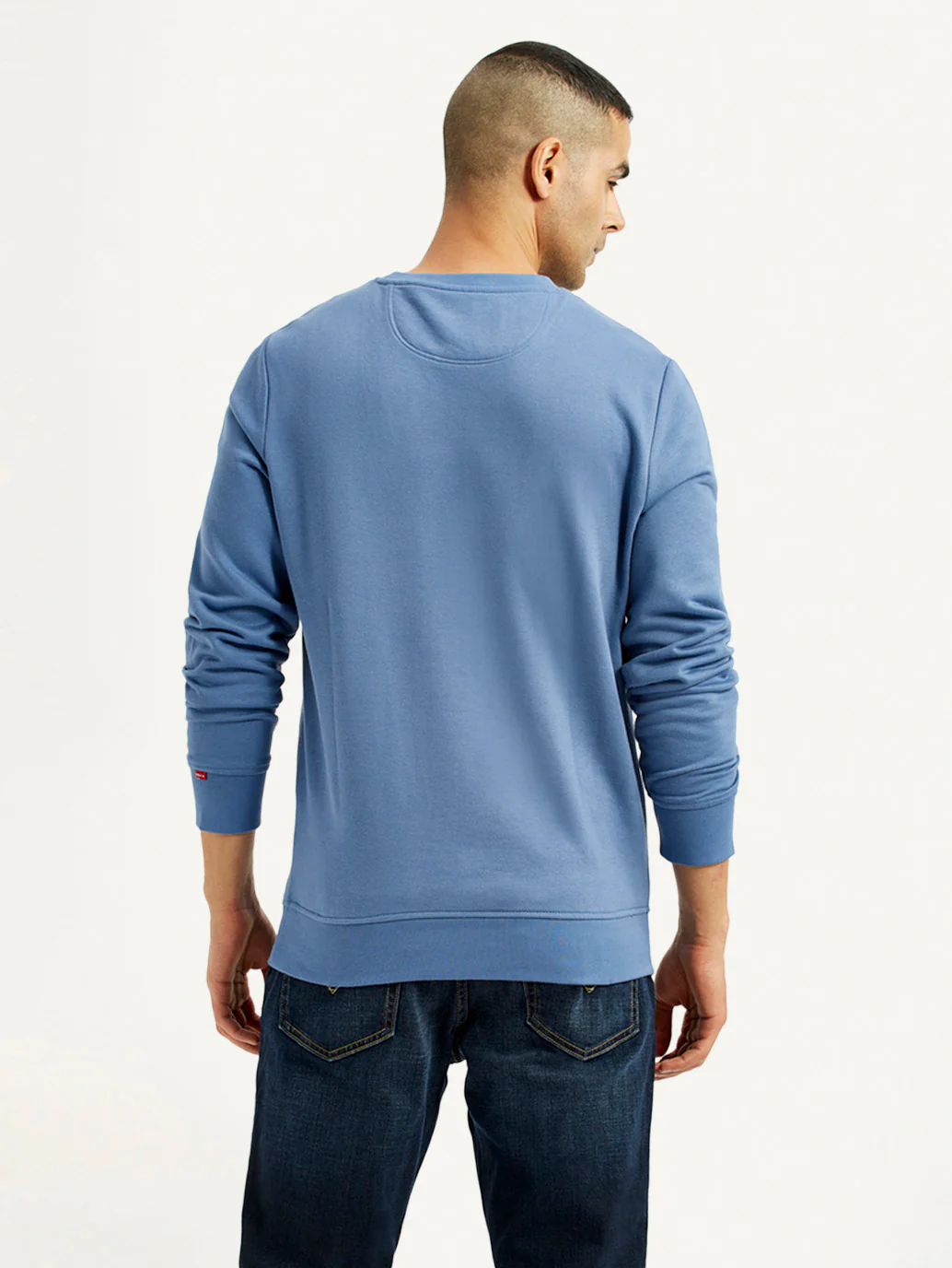 Men's Brand Logo Blue Crew Neck Sweatshirt - Image 2