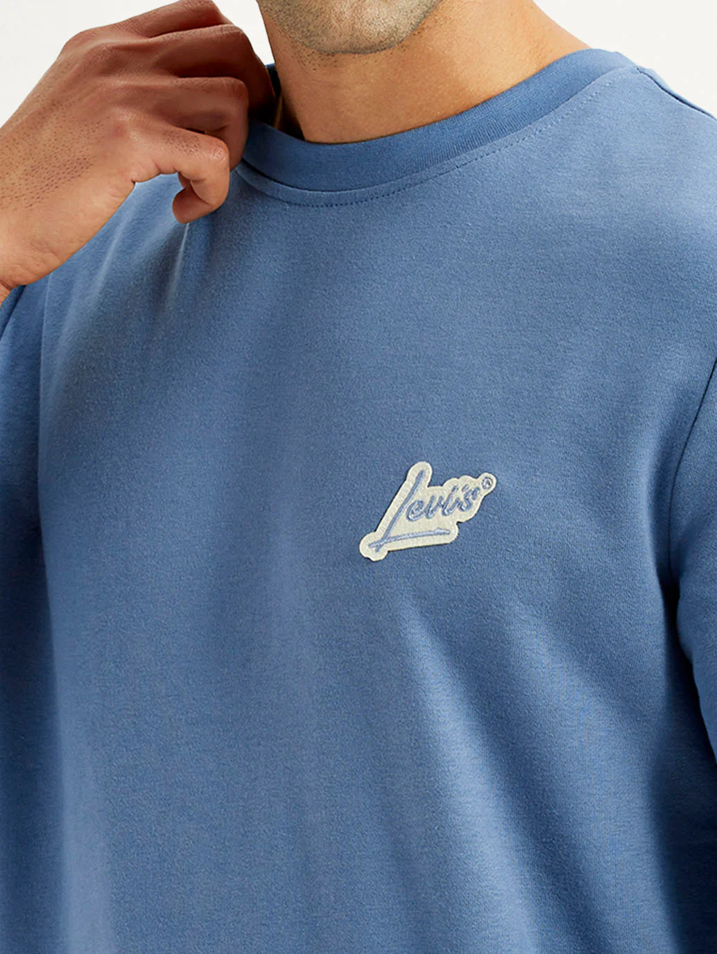 Men's Brand Logo Blue Crew Neck Sweatshirt - Image 3