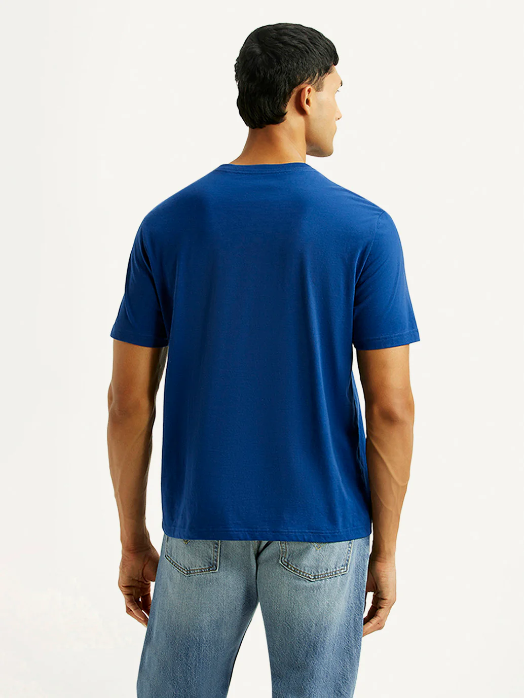 Men's Brand Logo Blue Crew Neck T-shirt - Image 2