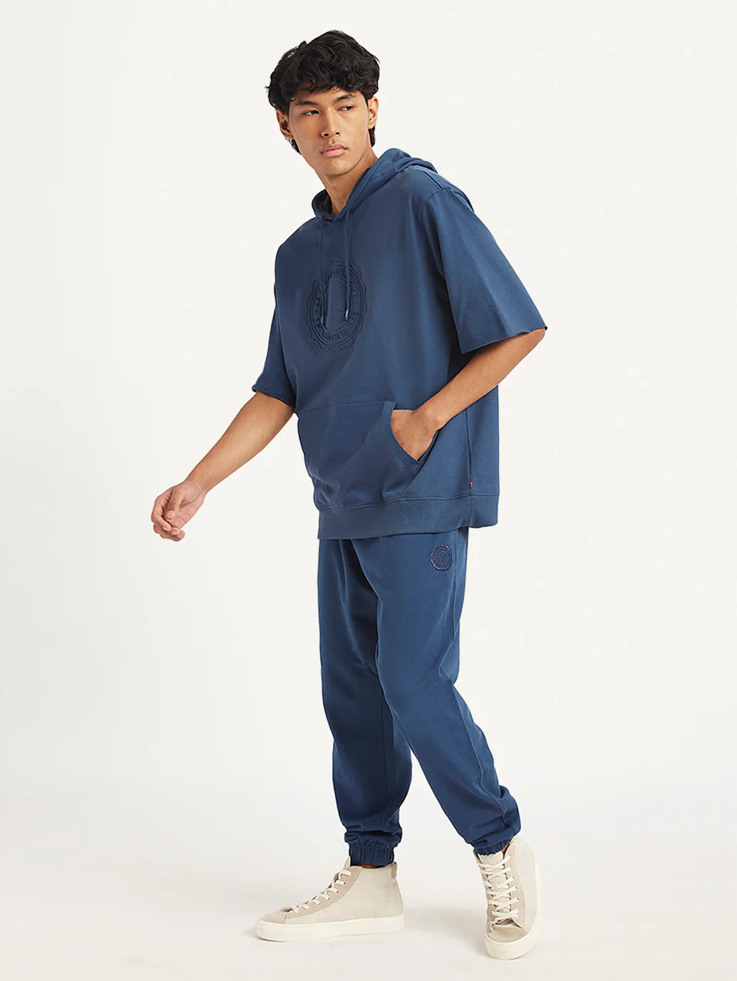 Men's Brand Logo Blue Hooded Sweatshirt - Image 3