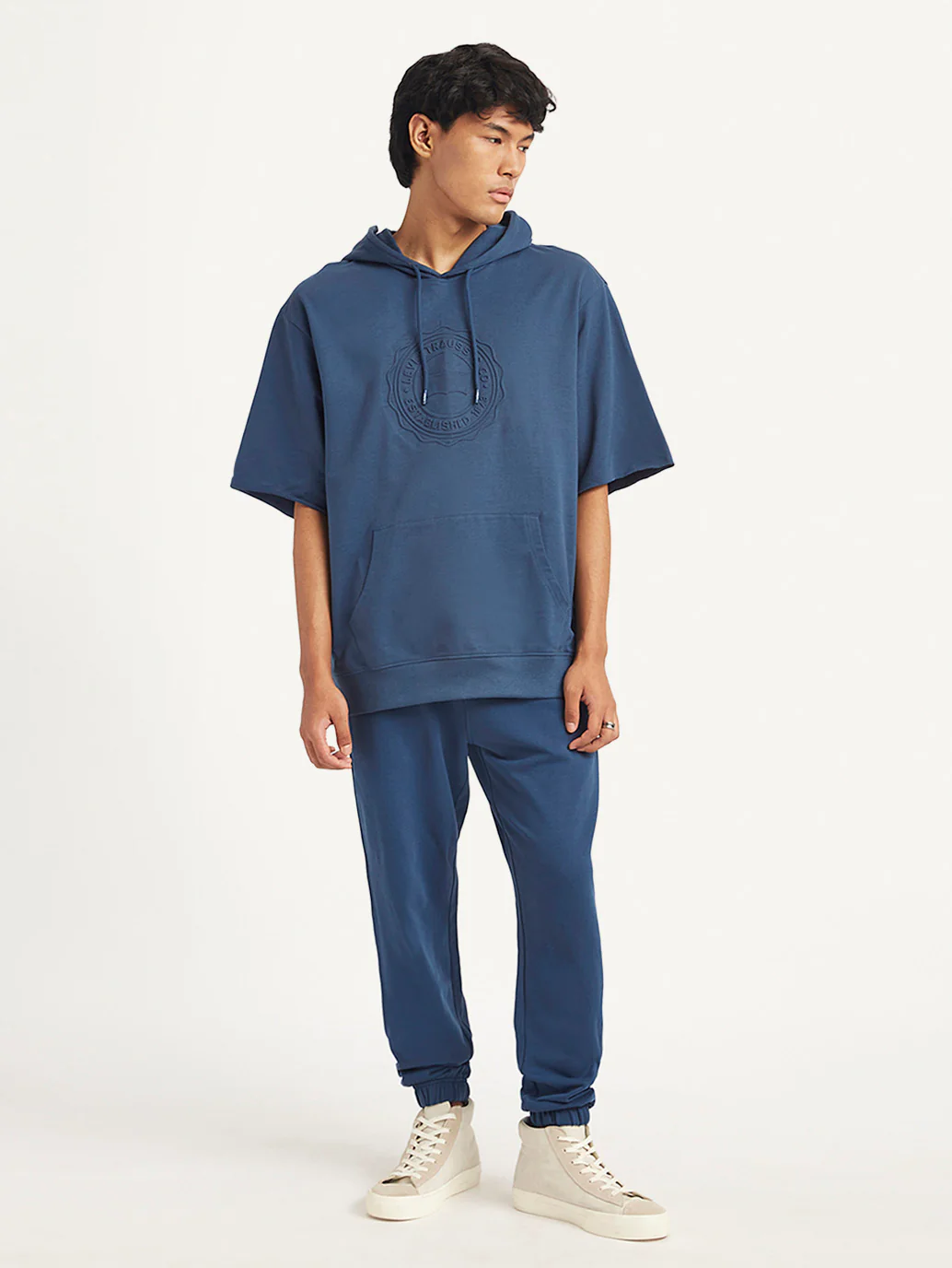 Men's Brand Logo Blue Hooded Sweatshirt - Image 4