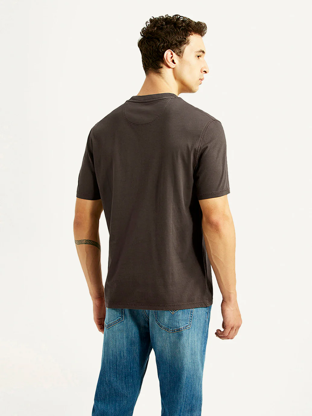 Men's Brand Logo Brown Crew Neck T-shirt - Image 2