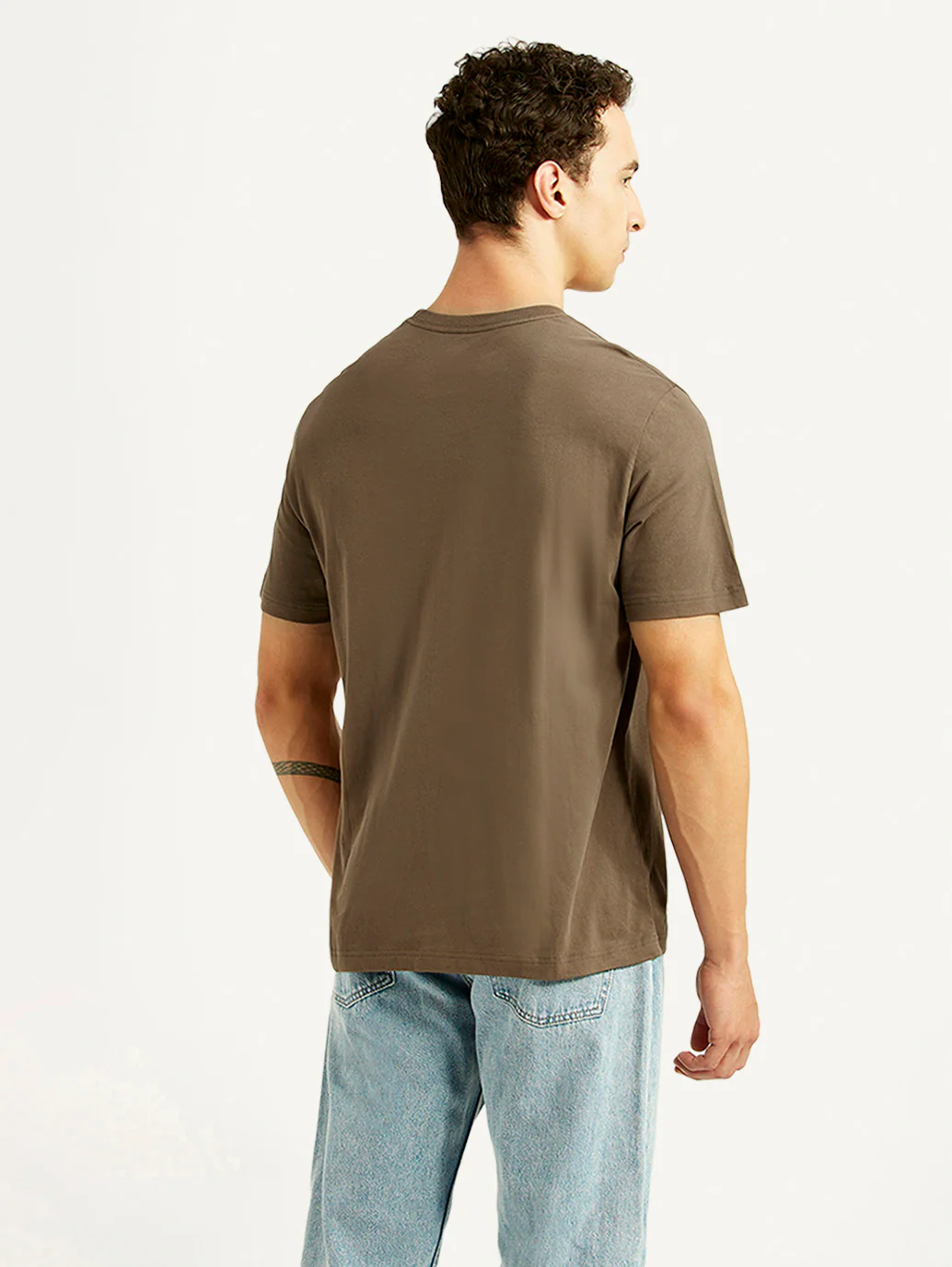 Men's Brand Logo Brown Crew Neck T-shirt - Image 3