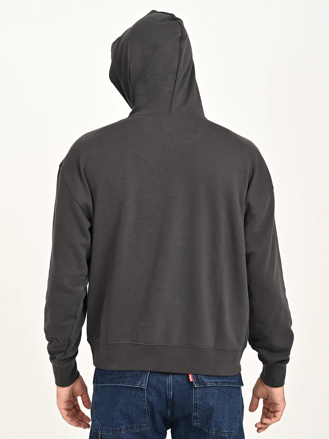 Men's Brand Logo Charcoal Grey Hooded Sweatshirt - Image 2
