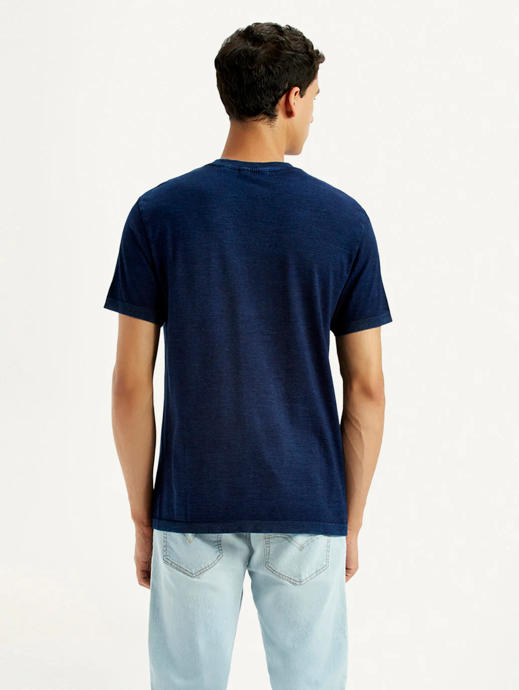 Men's Brand Logo Dark Blue Slim Fit Seamless T-shirt - Image 3