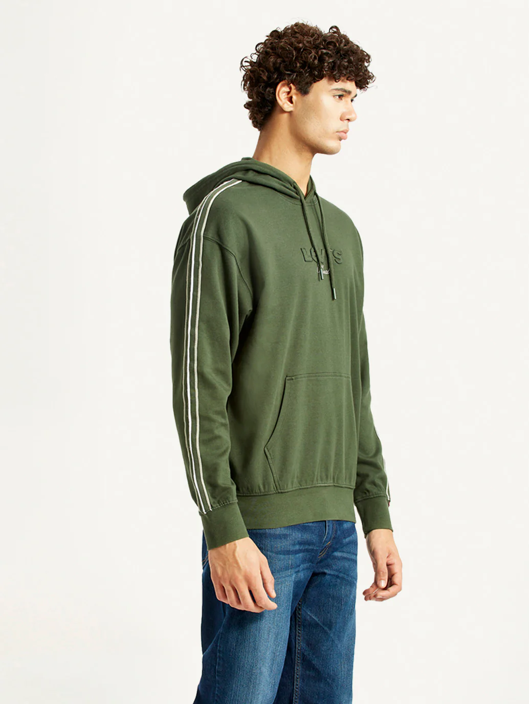 Men's Brand Logo Dark Green Hooded Sweatshirt - Image 5