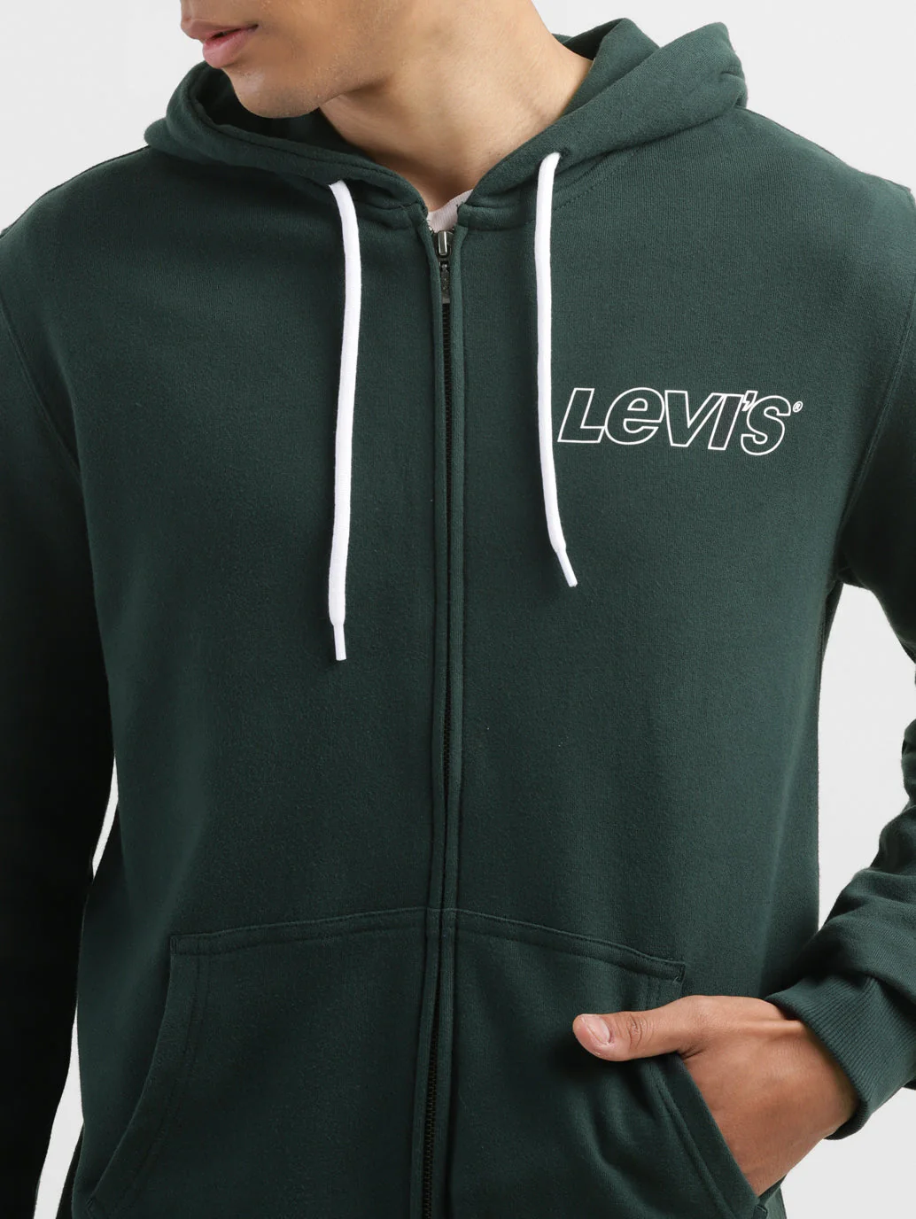 Men's Brand Logo Dark Green Hooded Sweatshirt - Image 5