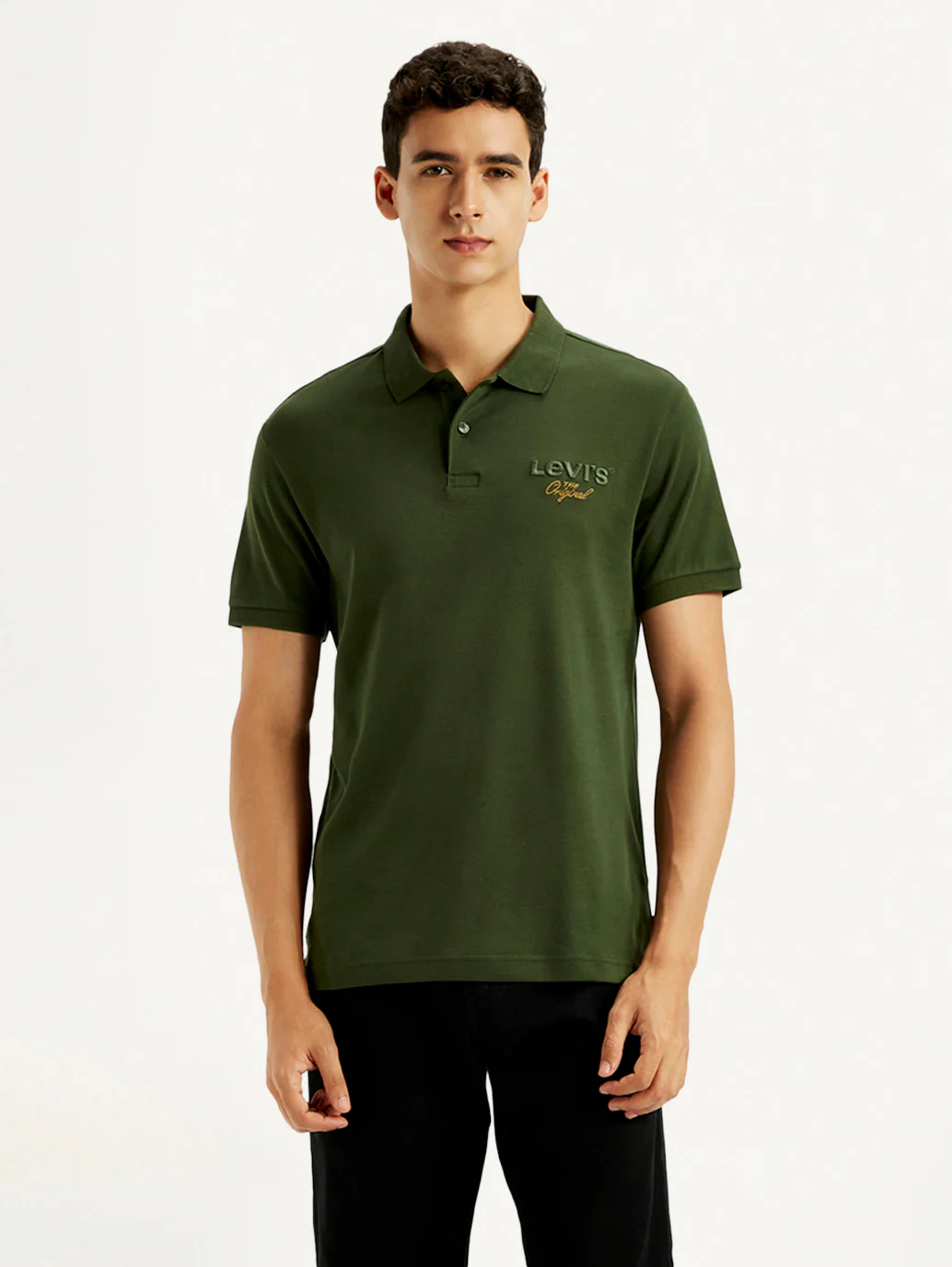 Men's Brand Logo Dark Green Slim Fit Polo T-shirt - Image 3