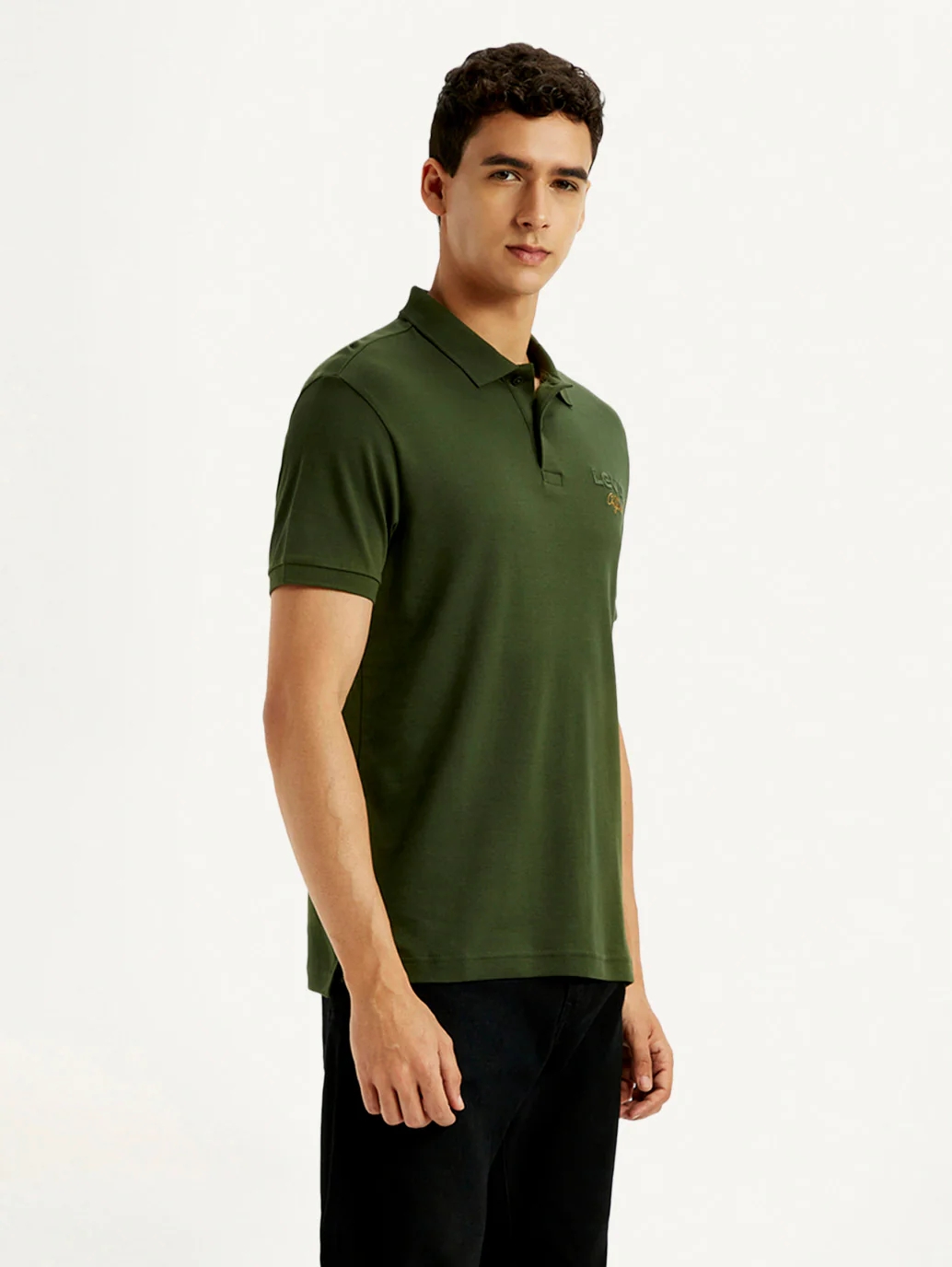 Men's Brand Logo Dark Green Slim Fit Polo T-shirt - Image 6