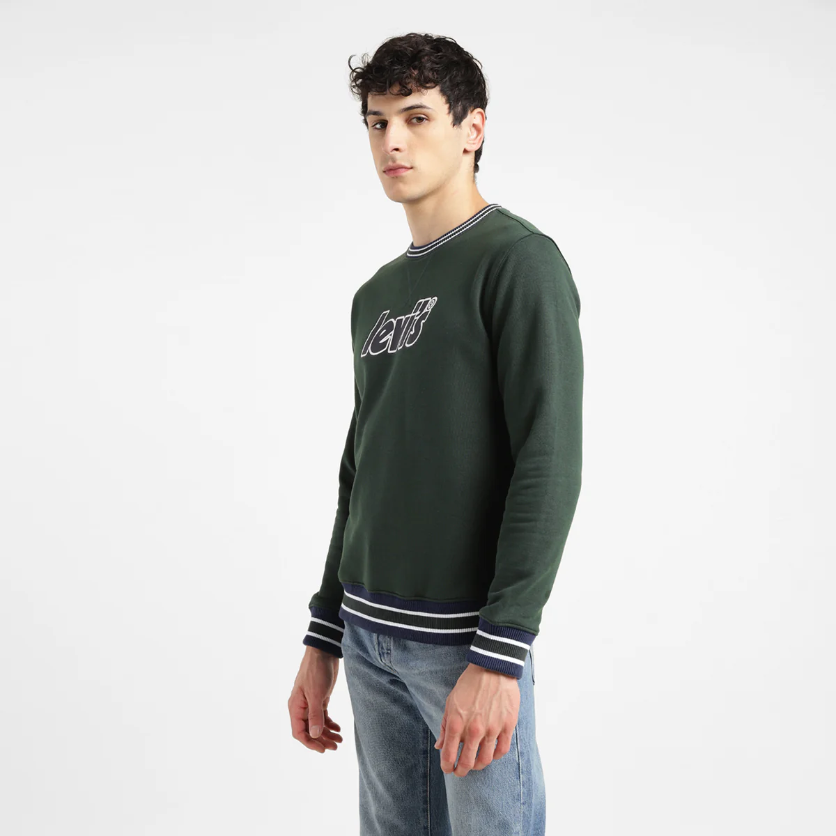 Men's Brand Logo Dark Crew Neck Sweatshirt - Image 5