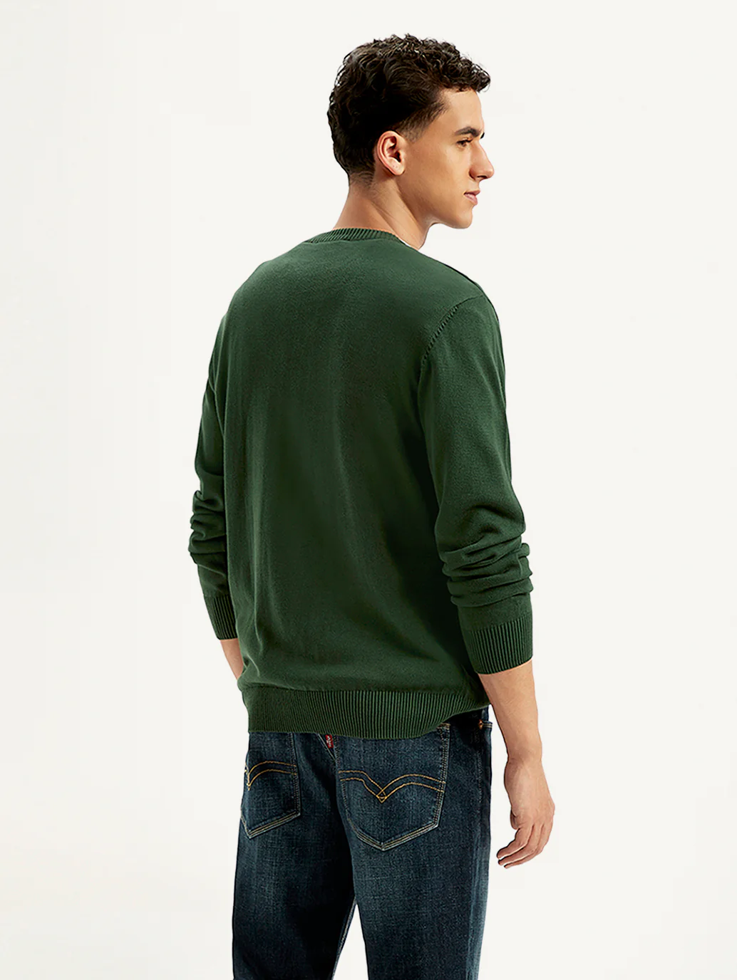 Men's Brand Logo Green Crew Neck Sweater - Image 4