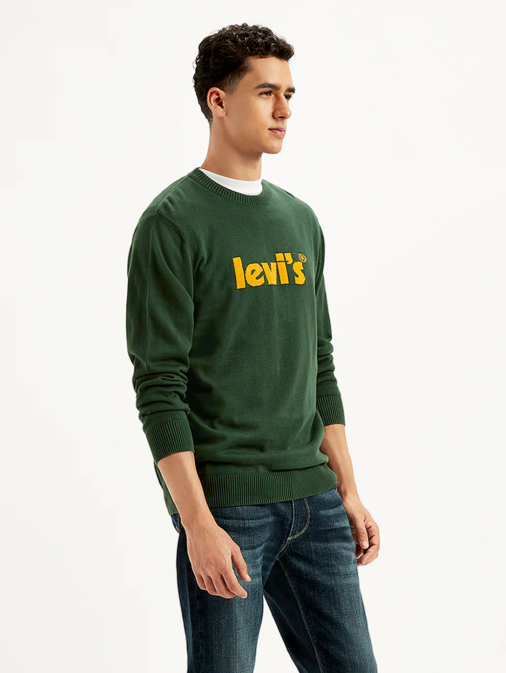 Men's Brand Logo Green Crew Neck Sweater - Image 6