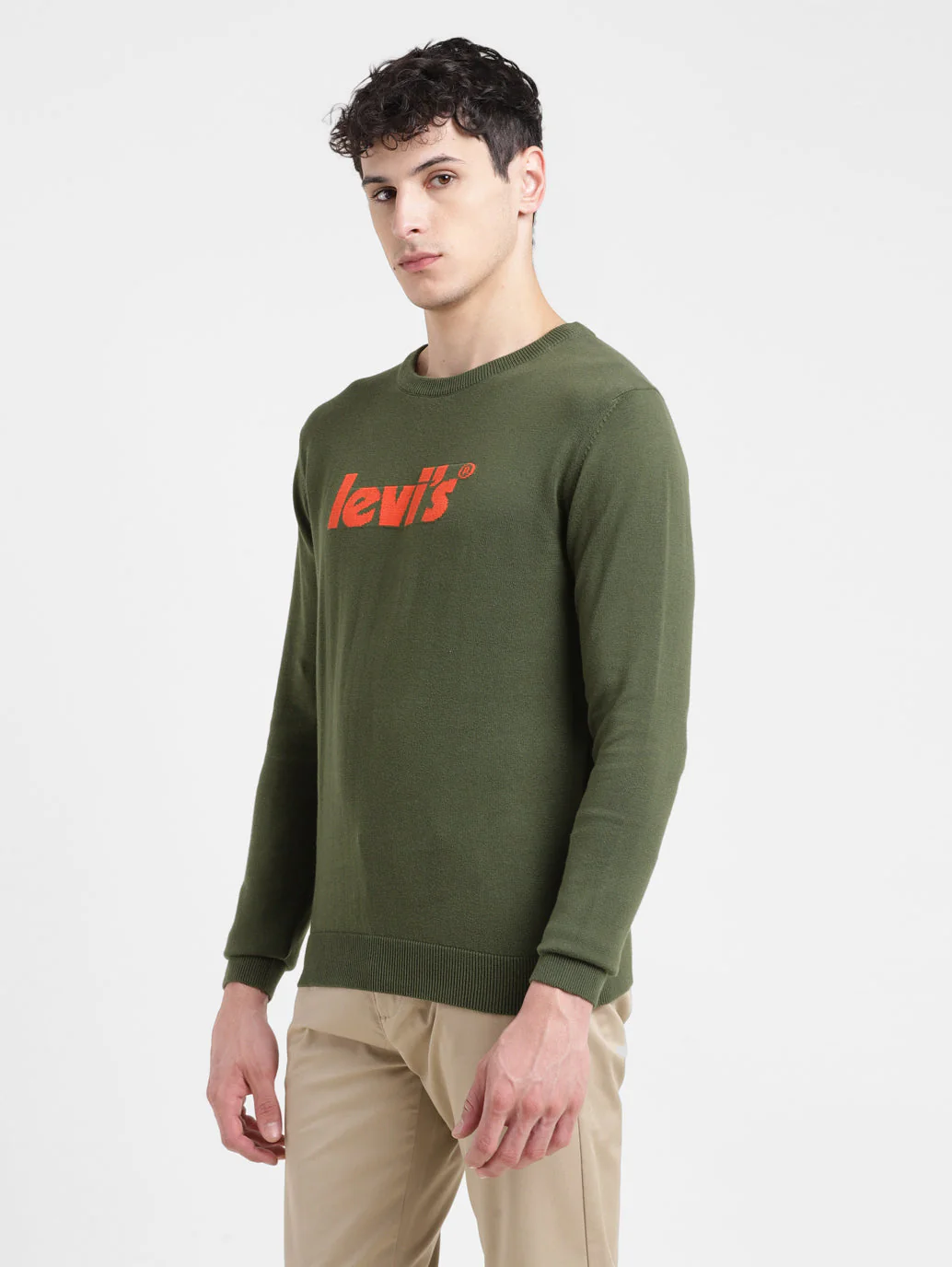Men's Brand Logo Green Crew Neck Sweater - Image 4