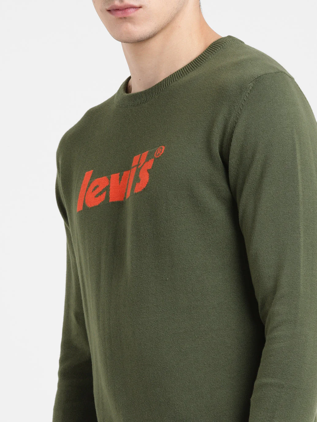 Men's Brand Logo Green Crew Neck Sweater - Image 5