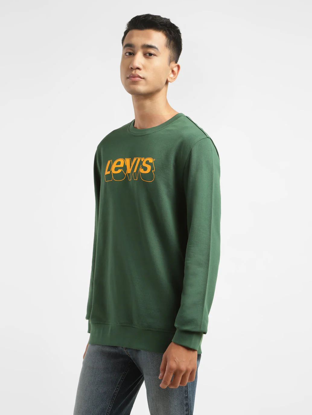 Men's Brand Logo Green Crew Neck Sweatshirt - Image 4