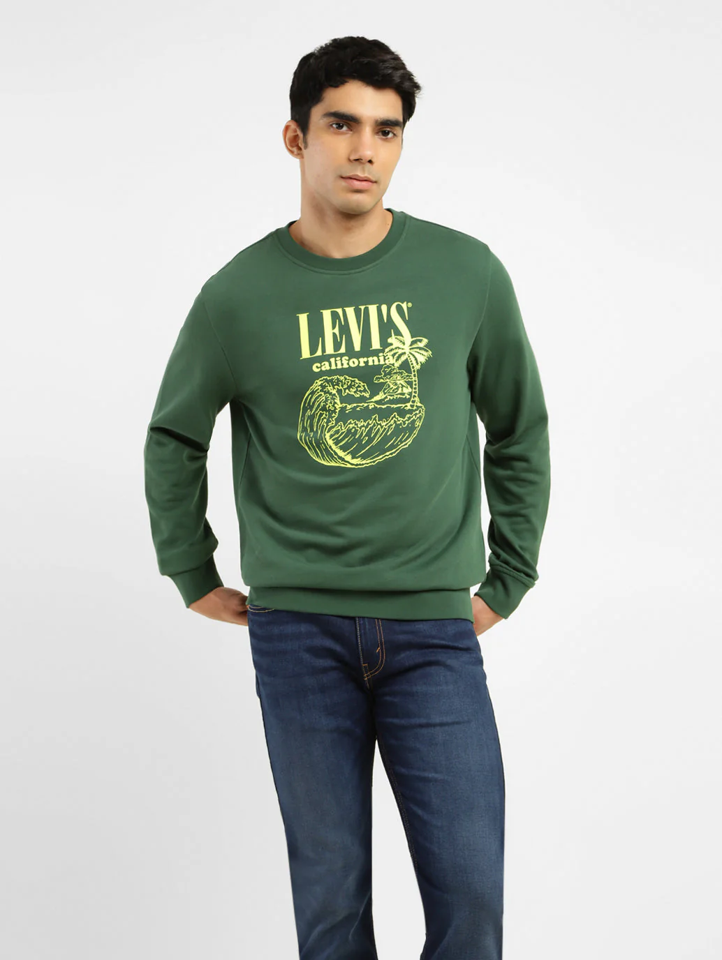 Men's Brand Logo Green Crew Neck Sweatshirt - Image 2