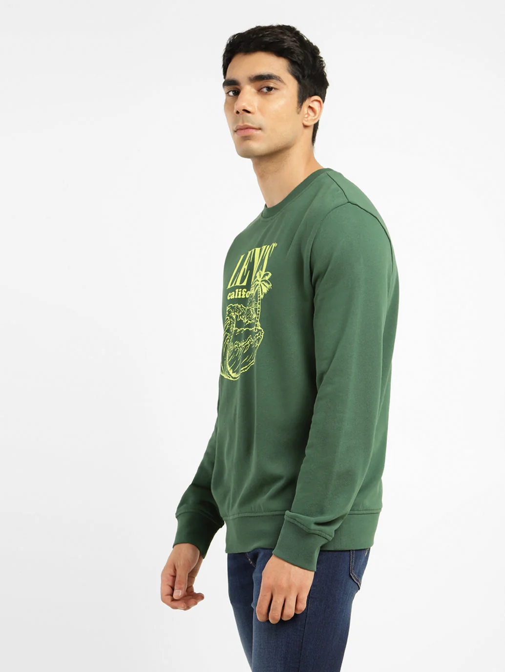Men's Brand Logo Green Crew Neck Sweatshirt - Image 4